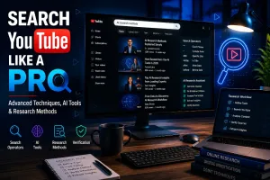 Professional YouTube search using advanced search techniques, AI tools, transcripts, and research methods