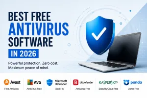 Comparison table of free antivirus software features including malware protection, ransomware defense and platform support