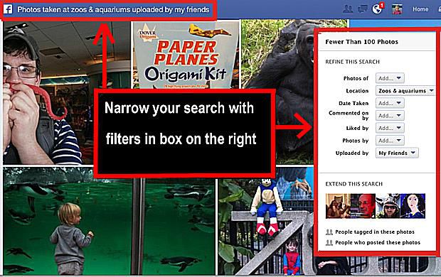 Facebook photo search filters