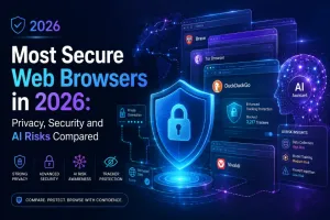 Most secure web browsers in 2026 compared for privacy protection, cybersecurity features, tracking prevention, and AI risks