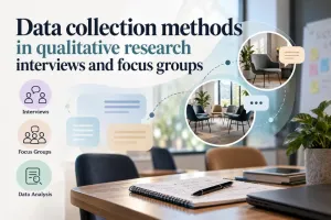 Qualitative data collection methods including interviews and focus groups