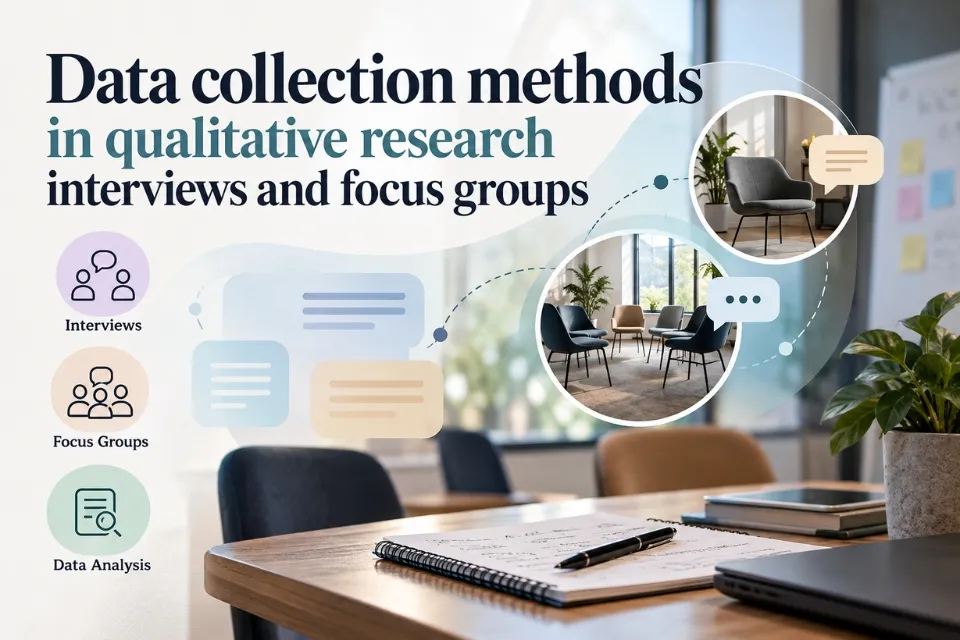 Qualitative data collection methods including interviews and focus groups