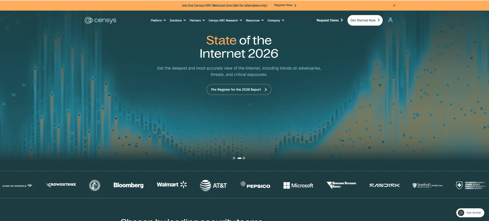 Censys homepage screenshot
