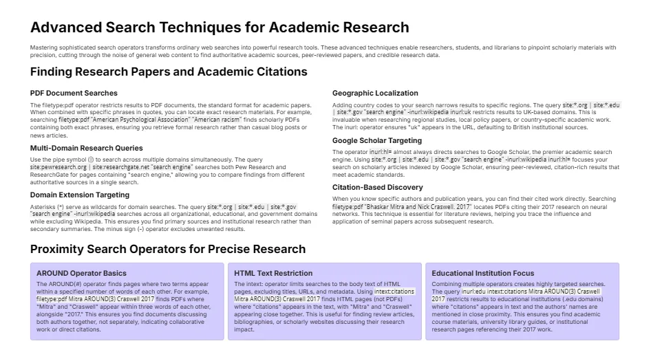 Infographic: Advanced search techniques for academic research — operators and strategies for high-precision evidence retrieval