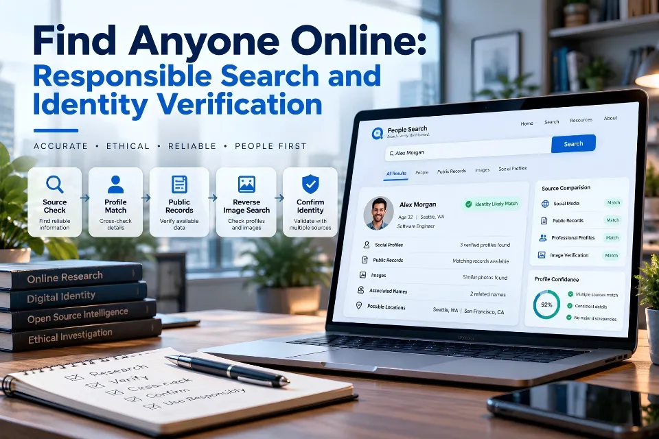 Find someone online using responsible search and identity verification methods