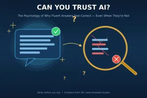 Image showing why AI responses from ChatGPT and agentic AI seem credible despite errors and the cognitive biases affecting user trust