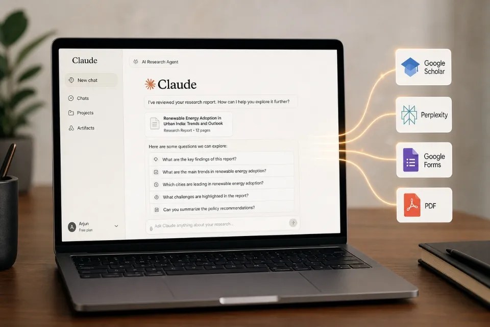 AI agent system organizing research findings documents and information workflows while supporting professional researchers