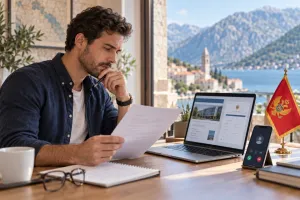 Foreign worker reviewing a Montenegro job offer contract before relocation