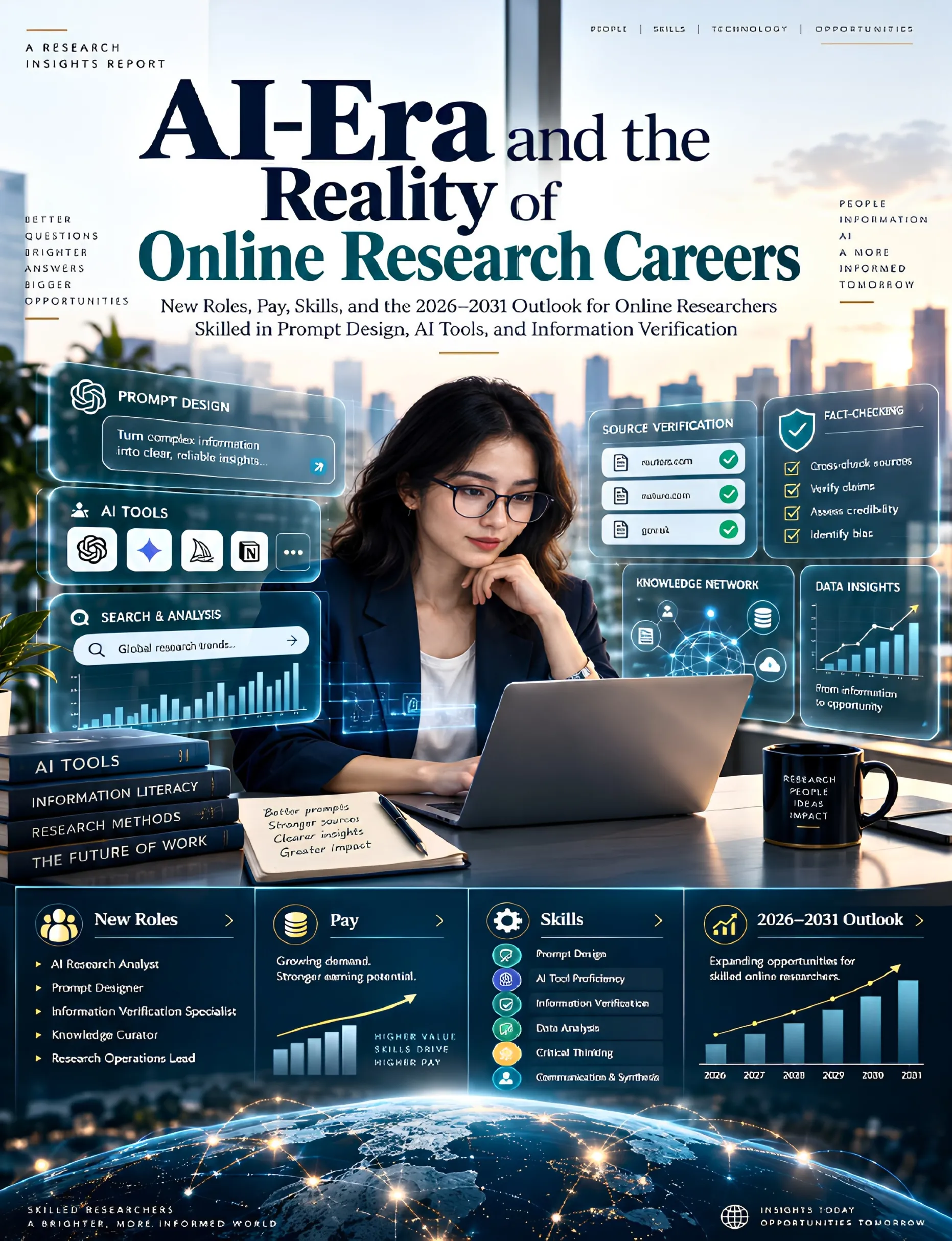 Online research careers in the AI era: cover of the AOFIRS 2026-2031 report on new roles, pay and skills