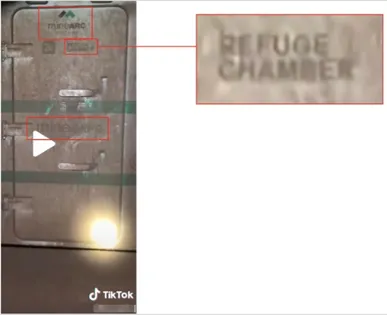 MineARC and mineSAFE markings visible on the mining refuge chamber