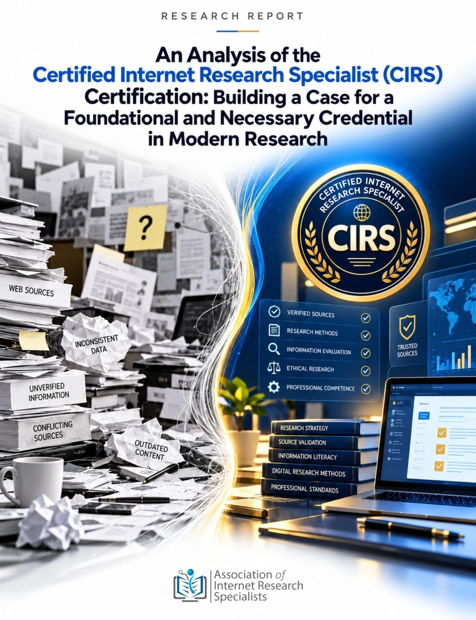 CIRS certification analysis report cover contrasting scattered, unverified sources with a structured research-standard framework.