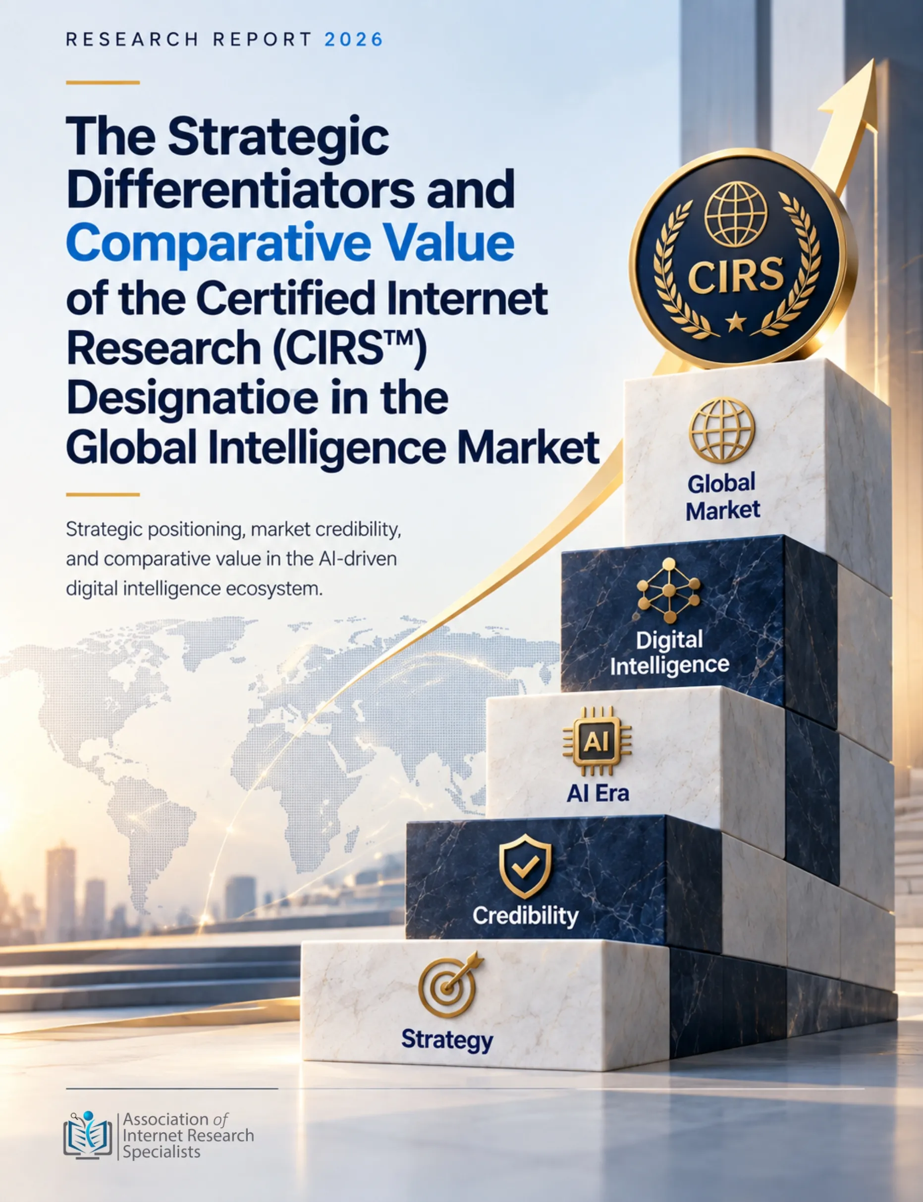 CIRS Certification Strategic Differentiators and Comparative Value AOFIRS research report cover showing professional research certification, digital intelligence, and career development.